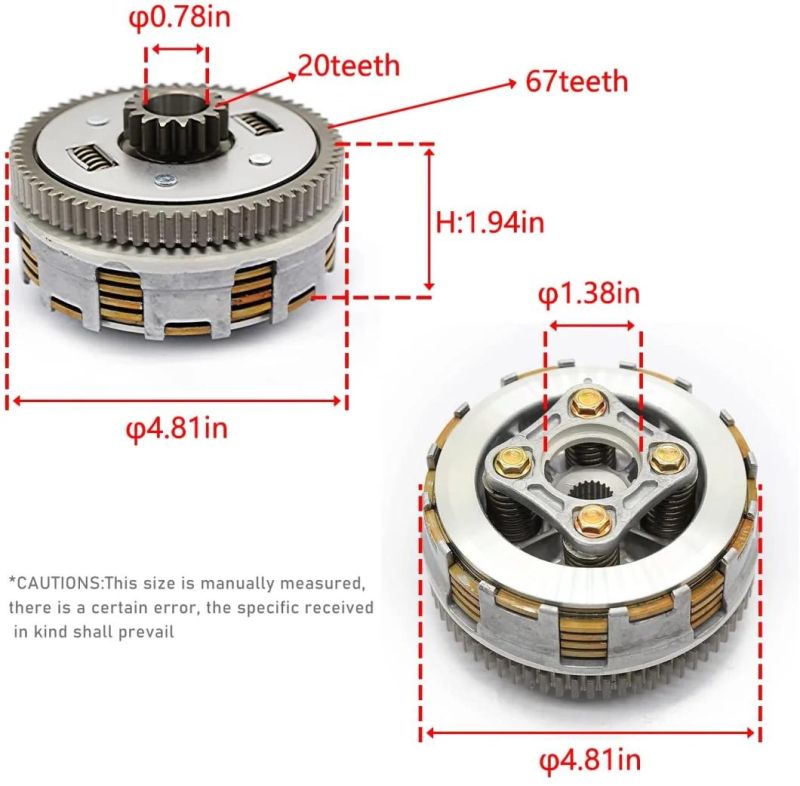 Motorcycle Clutch Compelet Kit for Cbf150, 20/67-Tooth Clutch Assembly Honda Clutch for ATV Go Kart Dirt Bike Pit Bike Scooter Moped