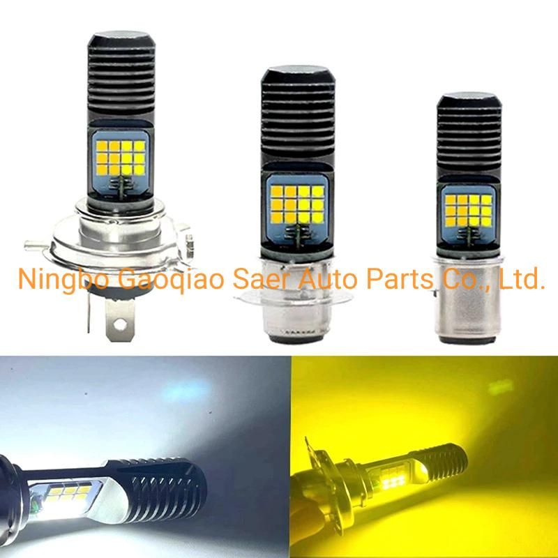 H4 Ba20d P15D LED Motorcycle Headlight Bulbs 6000K Hi/Lo Beam 3030 12SMD Moto Long Life Time Low Power Consumption 6000K