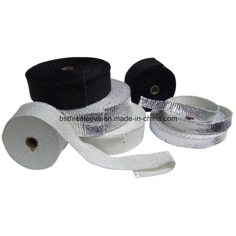 China Manufacturer Factory Black Color High Temperature 1" 1.5" 2" 3" 4" Width Muffler Pipe Insulator Silencer Protection Thermal Shield Exhaust Wrap Bandage