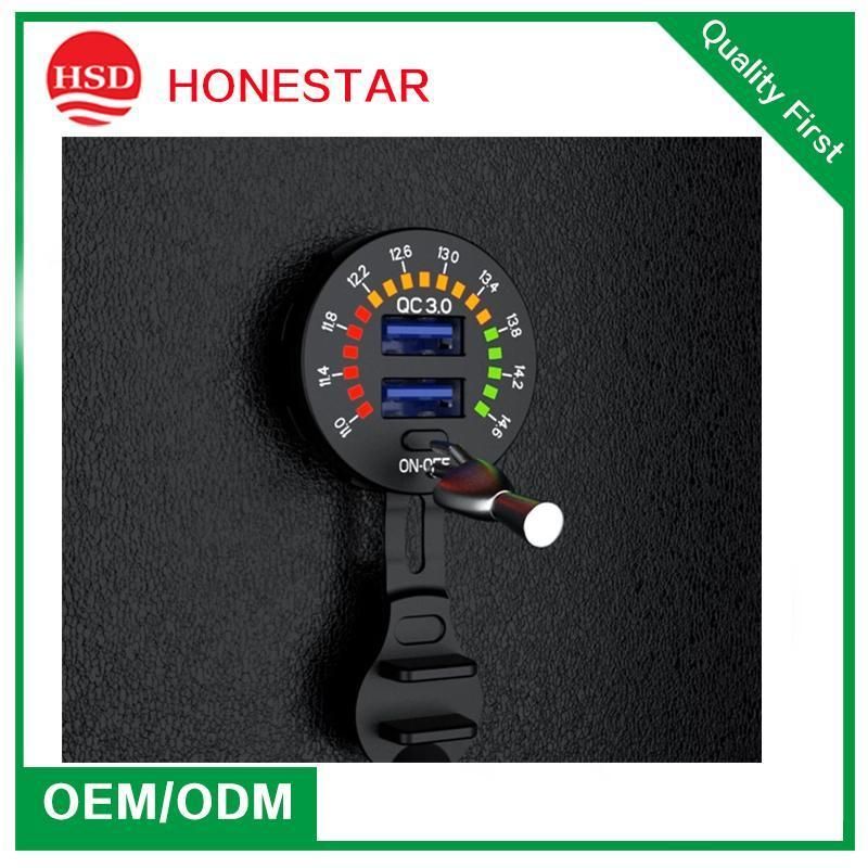 Colorful LED Digital Voltmeter Voltage QC 3.0 Dual USB Charger for Car Boat Marine Bus or Truck