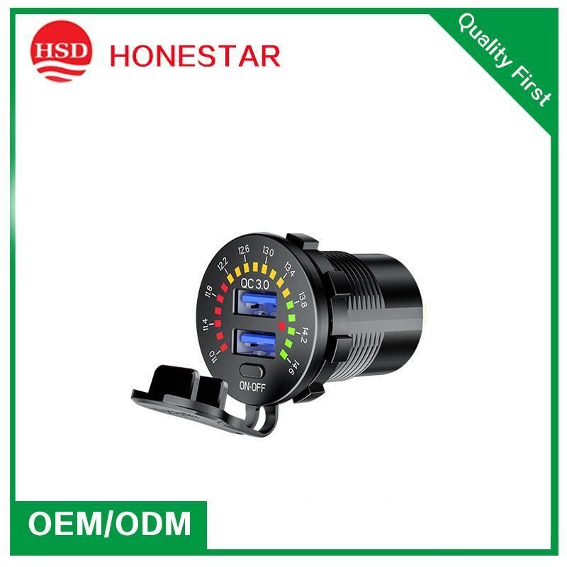 Colorful LED Digital Voltmeter Voltage QC 3.0 Dual USB Charger for Car Boat Marine Bus or Truck