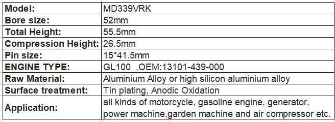 Chinese Factory Supply Raiders125/ Rg110/ Rgv250/RS125 Pistion Kits for Motorcycle