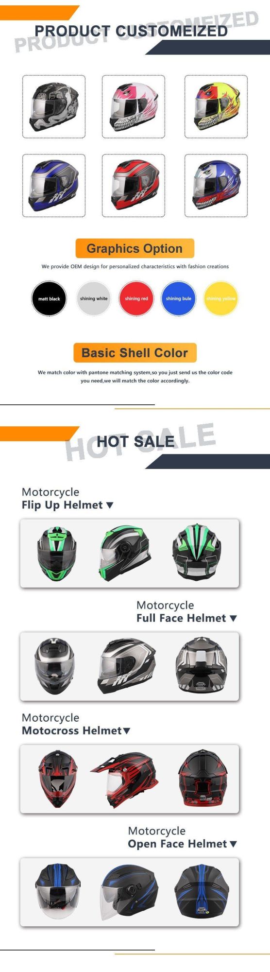 Fashion Best Full Face Motorcycle Helmets with ECE/DOT Double Visor