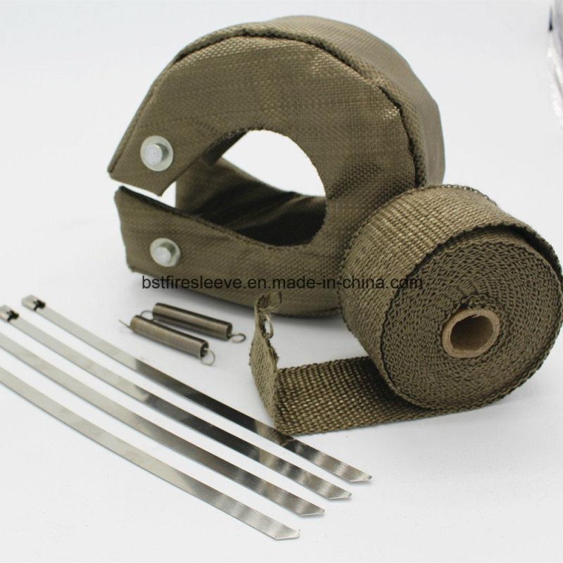 China Factory Black Titanium Lava Motorcycle Muffler Pipe Insulating Bandage Tape Thermal Protection Exhaust Wrap Sleeve