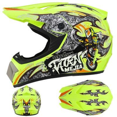 Go Kartoff-Road Helmetyellow Boy [Send Three-Piece Set]Electric Motorcycle Helmet Mountain Downhill Race Full Helmet