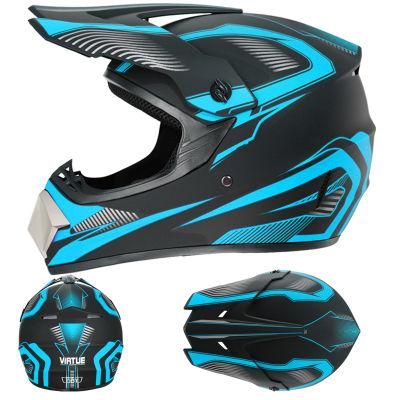 Go Kartoff-Road Helmetsky Blue Track [Send Three-Piece Set]Electric Motorcycle Helmet Mountain Downhill Race Full Helmet