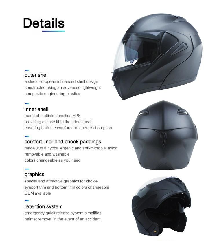 Double Visors Flip up Motorcycle Safety Helmet with Bluetooth Helmet