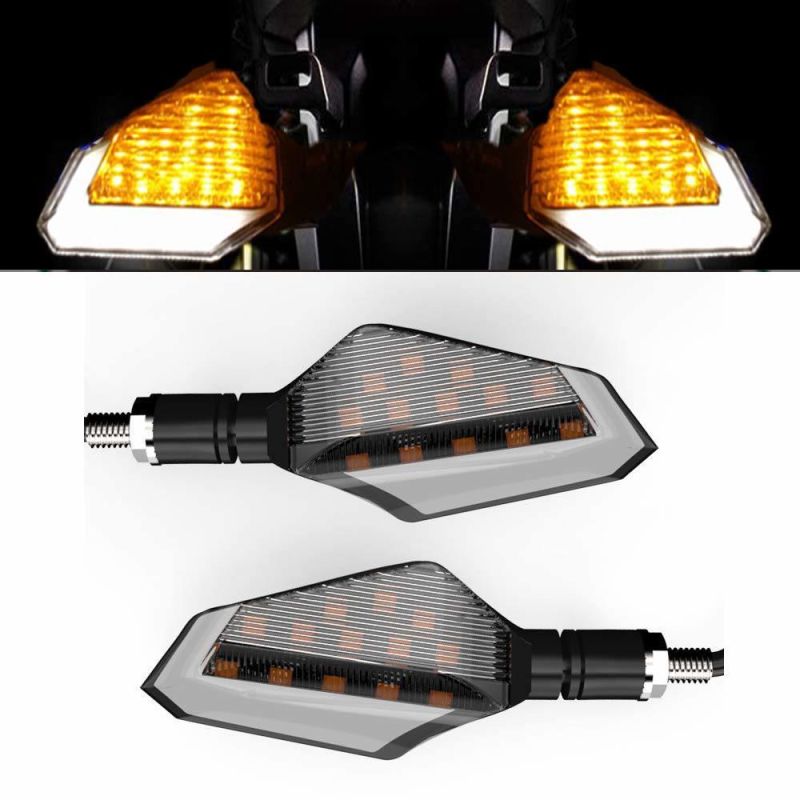 Turn Signal Modified LED Double Color Motorcycle LED Turn Single Running Lights 12 Mouths 50000 Hours ABS Acrylic Good Driver