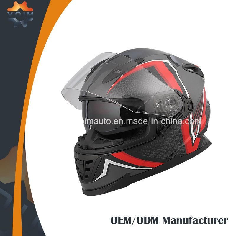 Double Visors Fog Safe Motorcycle Full Face Helmets with DOT Approved