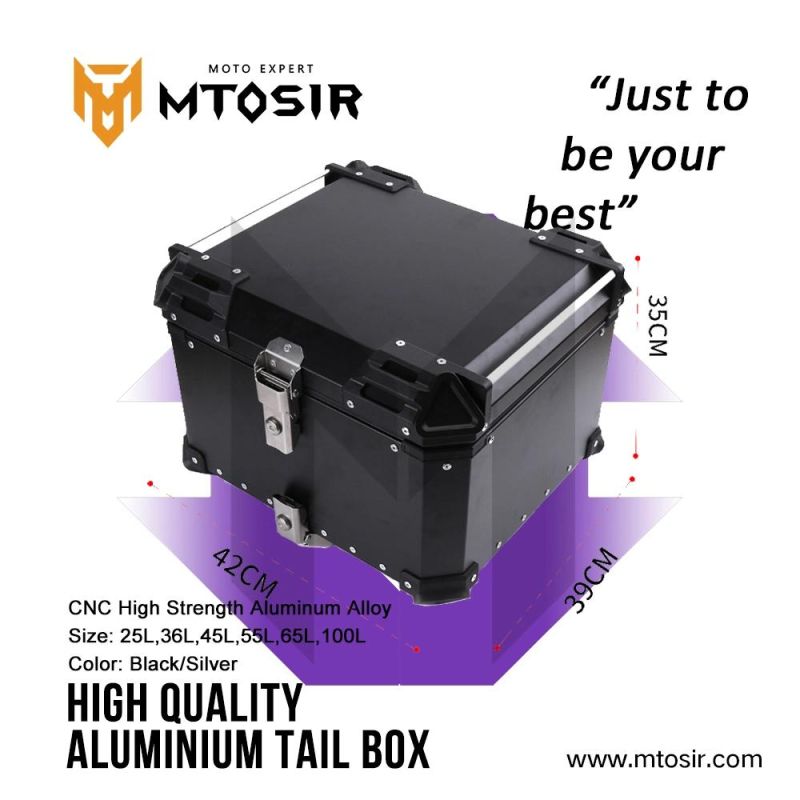 Mtosir Aluminium Tail Box High Quality Universal Aluminium Alloy Motorcycle Box 25L 36L 45L 55L 65L 100L Silver Black Waterproof Luggage Box Rear Box