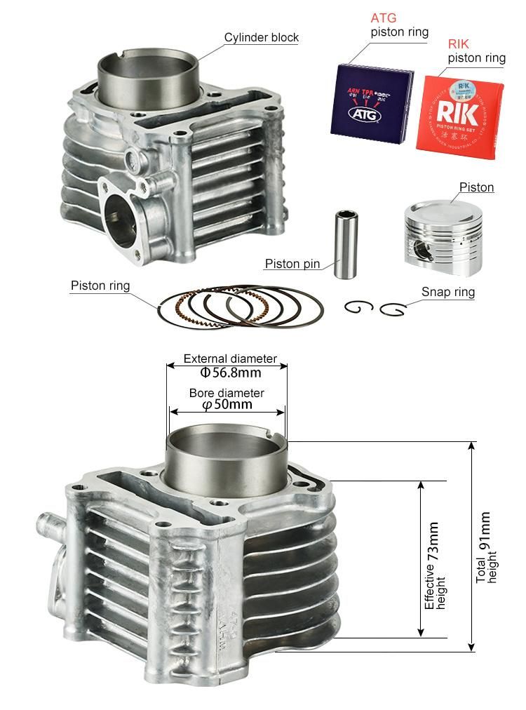 KZL 50mm 108cc BEAT FI/SPACY/VISION110 OEM engine assembly spare parts piston ring motorcycle cylinder block kits for HONDA