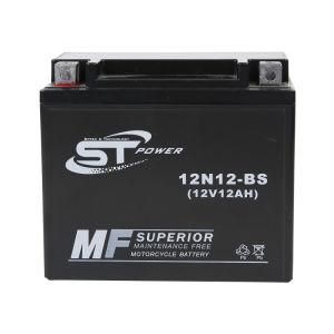 China Supply 12n12-BS 12V 12ah Gel Lead Acid Mf Motorcycle Battery for Wholesale