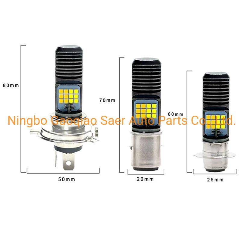 H4 Ba20d P15D LED Motorcycle Headlight Bulbs 6000K Hi/Lo Beam 3030 12SMD Moto Long Life Time Low Power Consumption 6000K