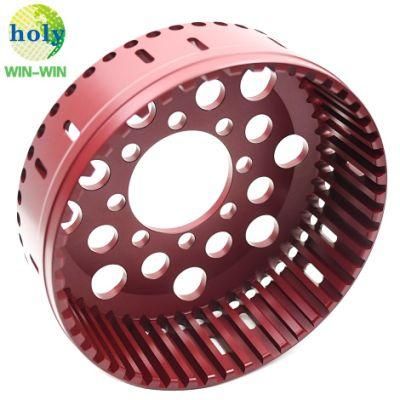 Top CNC Machining Motorcycle Parts with Aluminum 7075-T6 Red Hard Anodizing 48t Clutch Basket Motorcycle Parts
