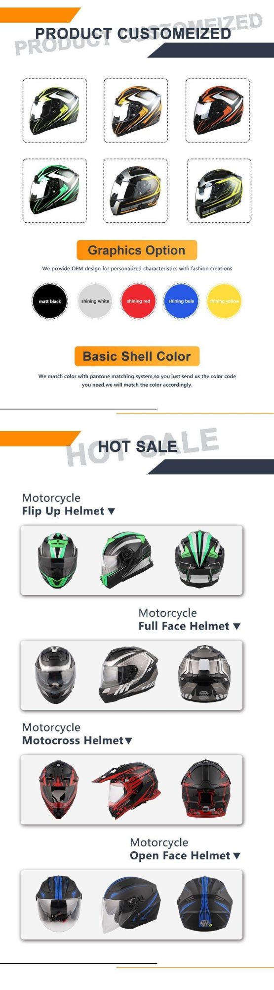 ECE Motorbike Helmet with Full Face Helmets Variety of Color