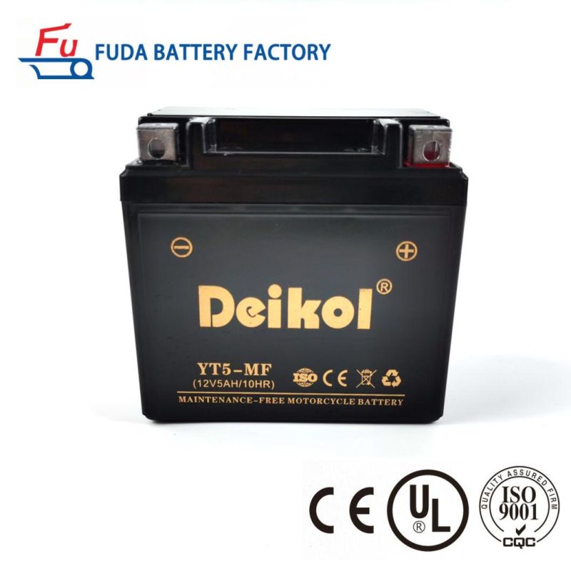 China Factory Motorcycle Parts Yt5-Mf/BS 5ah Lead-Acid Motorcycle Battery