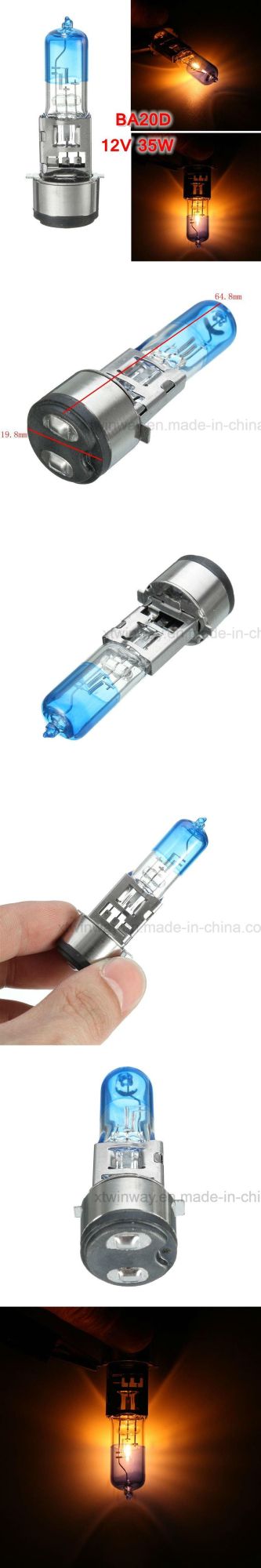 Ba20d Halogen Headlight Bulb 12V 35W Motorcycle Parts