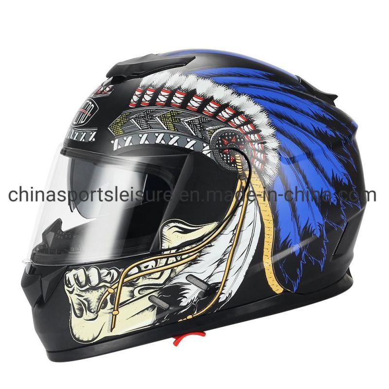 Hot Sell New Graphic Double Visor Full Face Motorcyce Helmet with ECE & DOT Certification