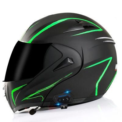 Factory Hot Selling Bluetooth Sub-Green Lightning Tea Mirrormotorcycle Helmet Full Facehelmet Camera Motorcyclehelmet Motorcycle Bluetooth