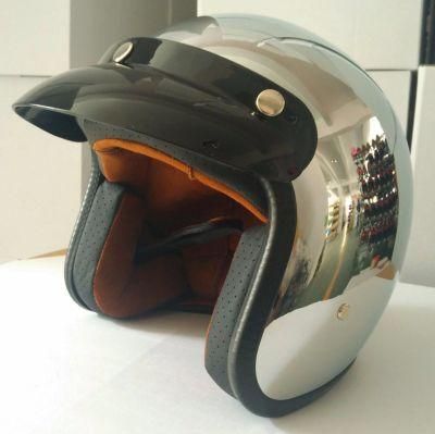Open Face Safety Helmet for Motorcycle with DOT Certificates in Chrome