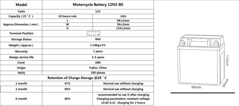 High Quality Battery for 12v3ah Sealed Maintenance Free Gel Motorcycle Battery