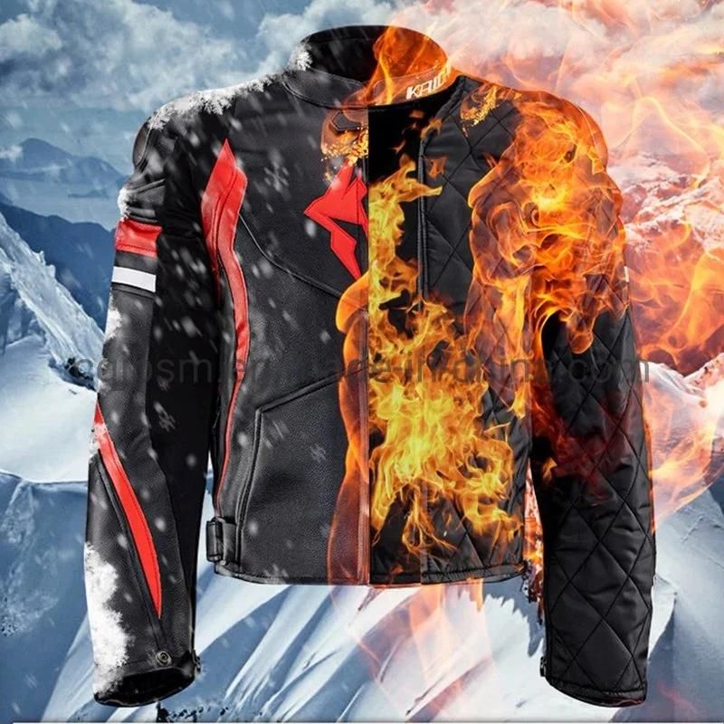 Cqjb Riding Clothing Leather Suit Men and Women Heavy Machine Racing Winter Warm Knight Waterproof and Anti-Fall Motorcycle Clothing