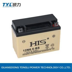 12n6.5-BS 12V6.5ah Lead-Acid Motorcycle Parts High Performance Long Cycle-Life Battery Cream Color OEM