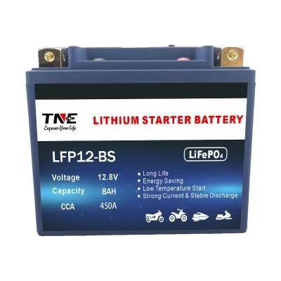 12V 8ah 450CCA LiFePO4 Lithium Ion Motorcycle Starter Battery with BMS