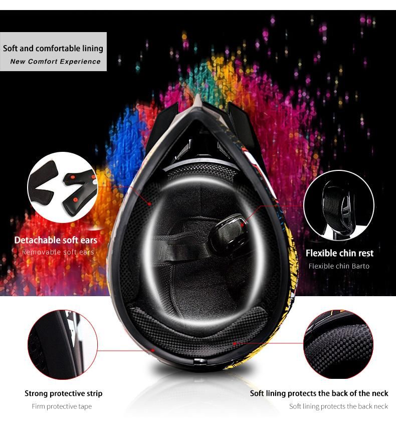 Go Kartoff-Road Helmetcolorful Roulette [Free Three-Piece Set]Electric Motorcycle Helmet Mountain Downhill Race Full Helmet