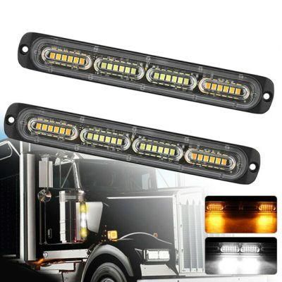 2X Dibms Surface Mount Amber White Bicolor LED Beacon Hazard Warning Lights Flashing Strobe Light Bar