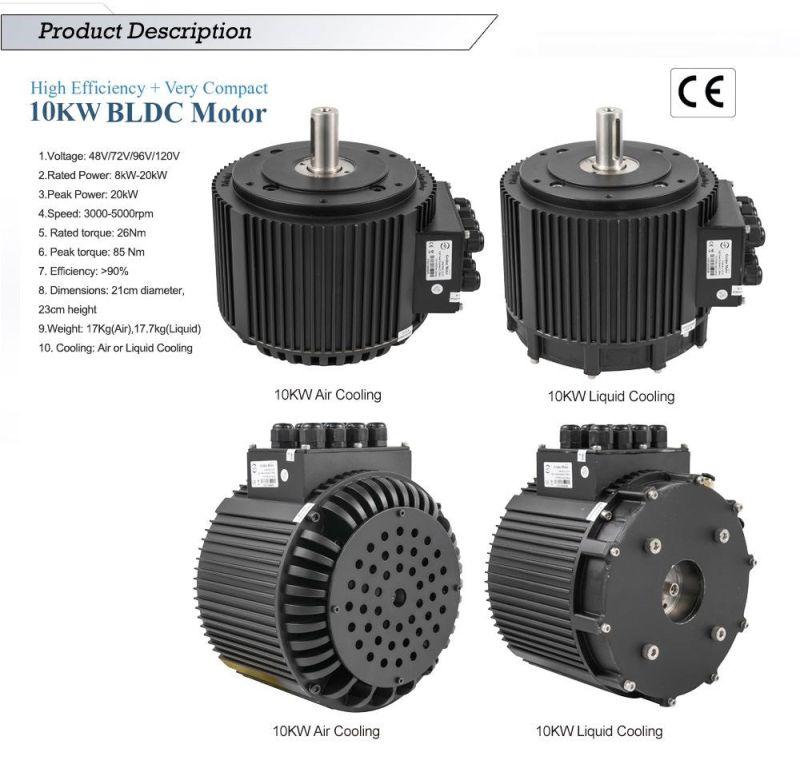 Hot selling 10KW 48V 96V brushless DC motor electric motorcycle motor car drive liquid