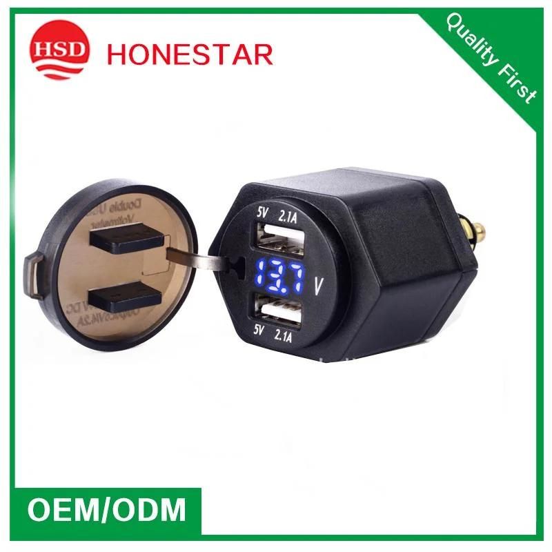 DIN Hella Powerlet Plug to Dual USB Charger Adapter Voltmeter for BMW Motorcycle 12-24V DC 5V 4.2A