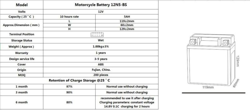 High Quality Battery for 12v 5ah TCS Sealed Maintenance Free Gel Motorcycle Battery