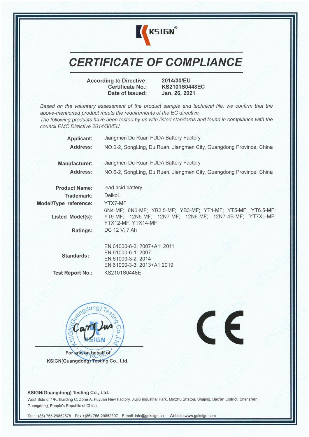 12V9ah High Quality 9ah AGM Lead Acid Maintenance Free Motorcycle Battery