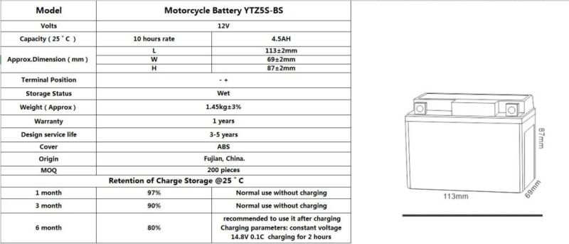 High Quality Battery for 12v 4.5ah Sealed Maintenance Free Gel Motorcycle Battery