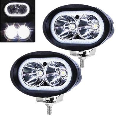 Oval Halo Ring Spotlight LED Motorcycle Driving Lights, 20W Fog Auxiliary Lights Work Pods for Trucks Tractor off Road Boat