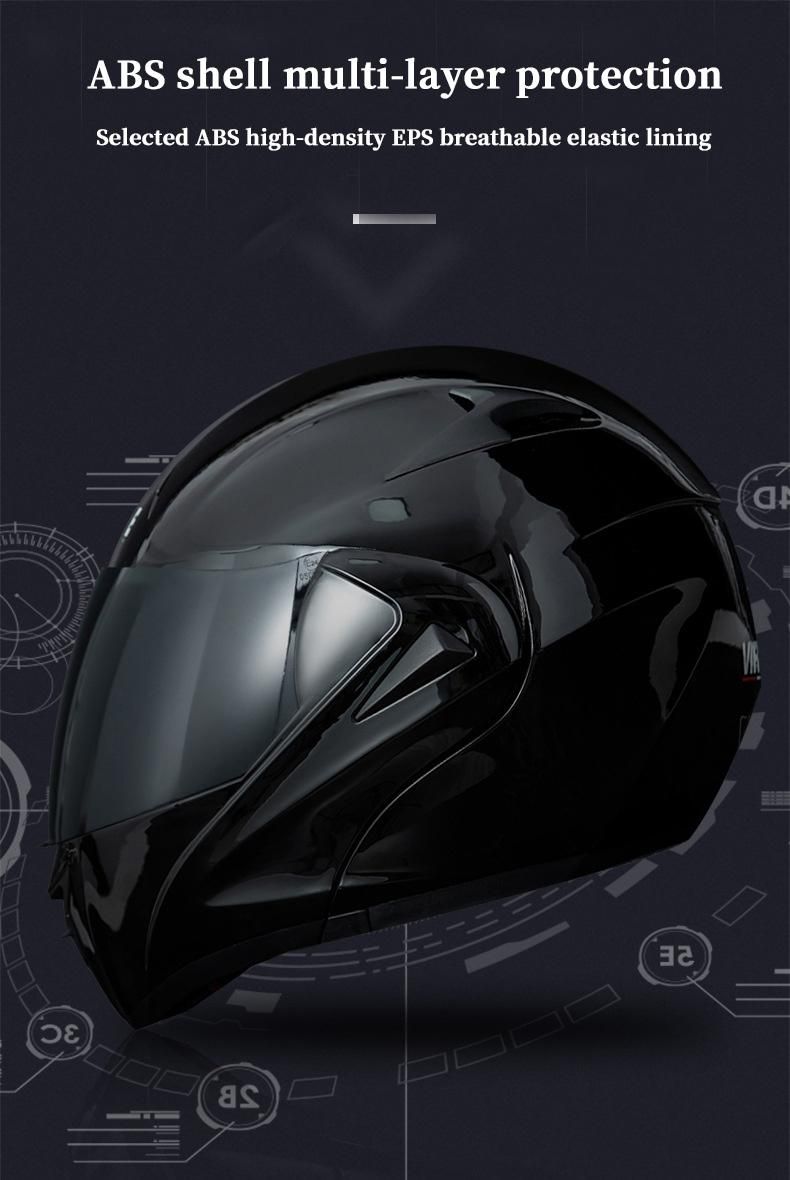 Factory Hot Selling Bluetooth Bright Black Skull Transparent Mirrorpredator Helmet Motorcyclesmart Helmet Motorcyclewholesale Motorcycle Helmet