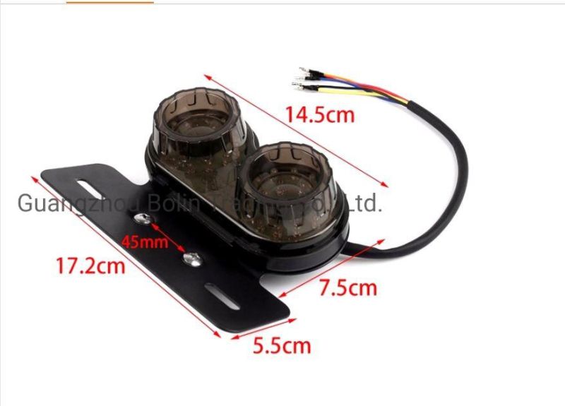 Universal Motorcycle Dual LED Tail Light Smoked Lens Plastic Integrated Light Turn Signal Brake Light Rear Driving Lamp