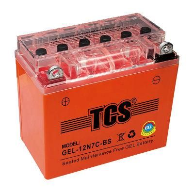 TCS Motorcycle Gel Maintenance Free Battery GEL-12N7C-BS