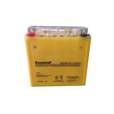 Yellow/Orange Color Sealed Lead Acid 12V9ah Maintenance Free Yb9-BS Gel Motorcycle Battery