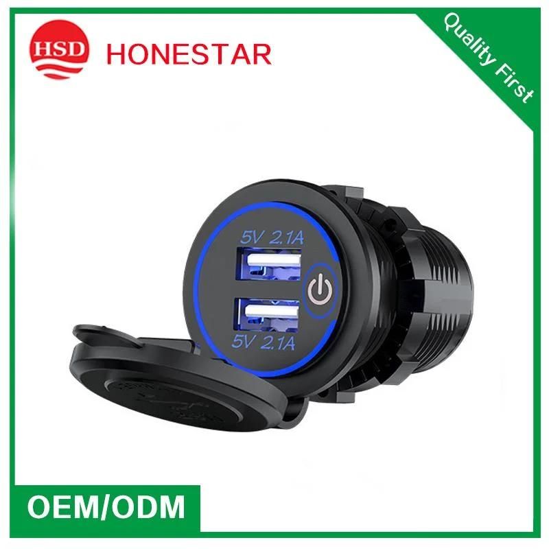 12V USB Outlet 4.2A Charger Socket with on/off Touch Switch for Car Marine Boat Motorcycle Charger