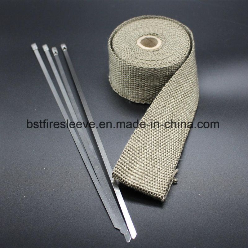 Heat Resistant Lava Rock Fiber Exhaust Wrap Heat Tape Titanium