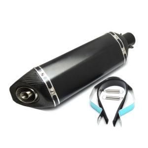 Fcmun020bk Motorcycle Exhaust System Parts Hexagon Matt Black Muffler with Carbon End